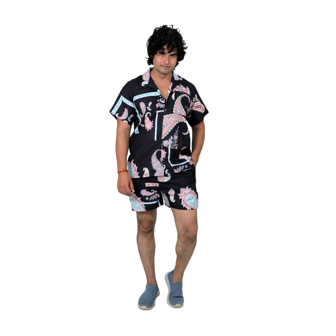 Men’s Co-Ord Set – Trendy T-Shirt & Bottom Wear Combo balck