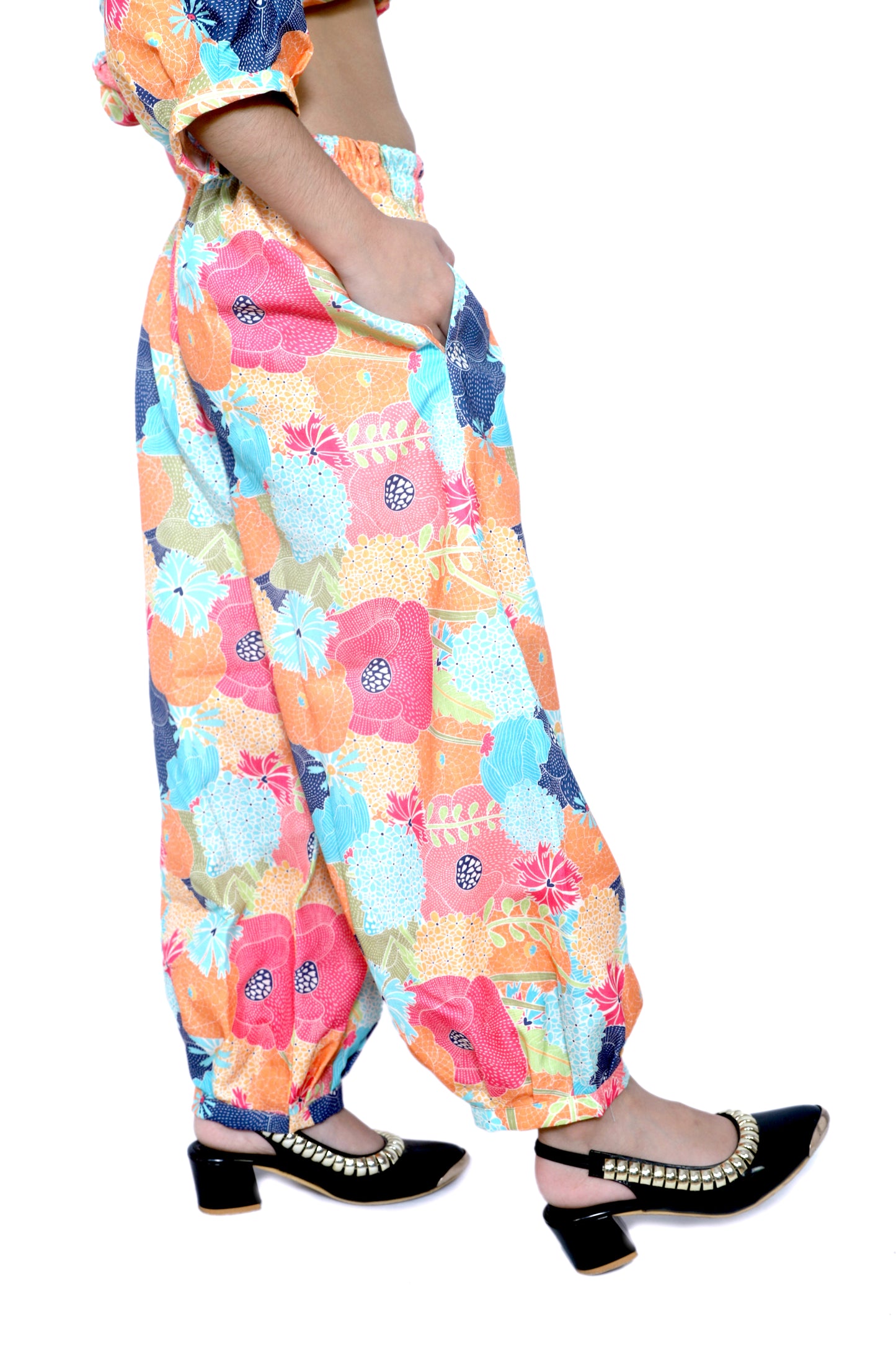 Girls Multicolor Floral Printed Co-Ord Set