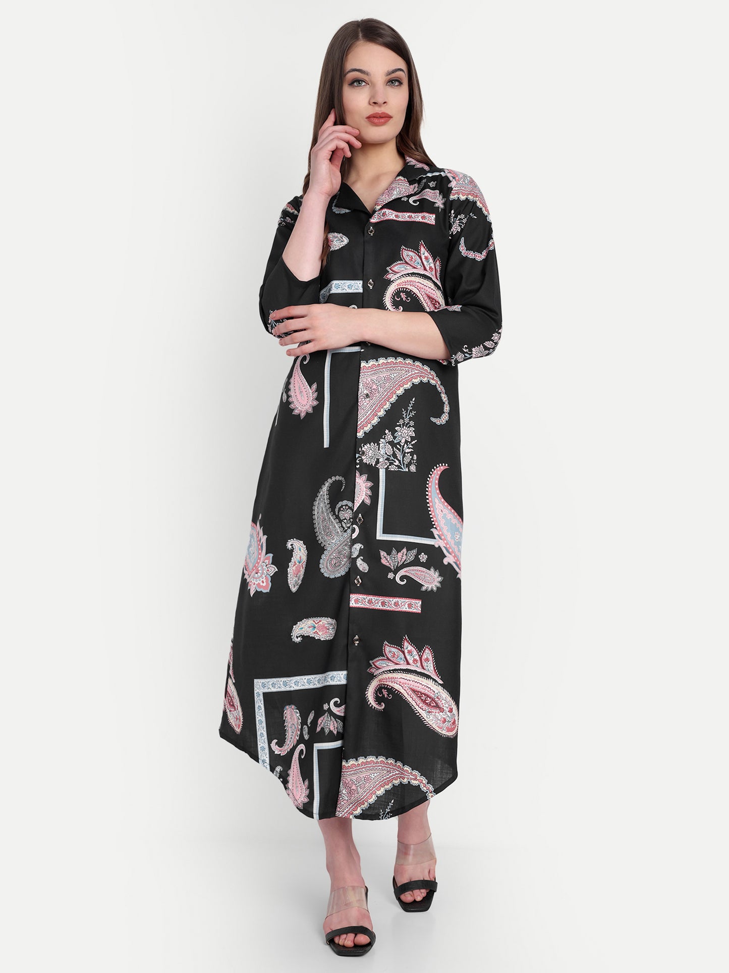 Women Ethnic Kurti – Long Kurti for Festive & Casual Wear black