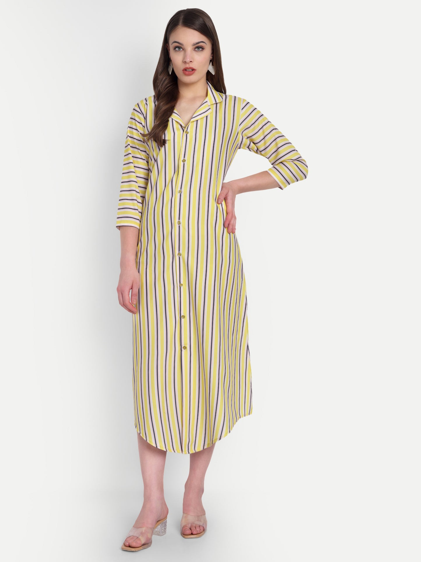 Women Ethnic Kurti – Long Kurti for Festive & Casual Wear yellow