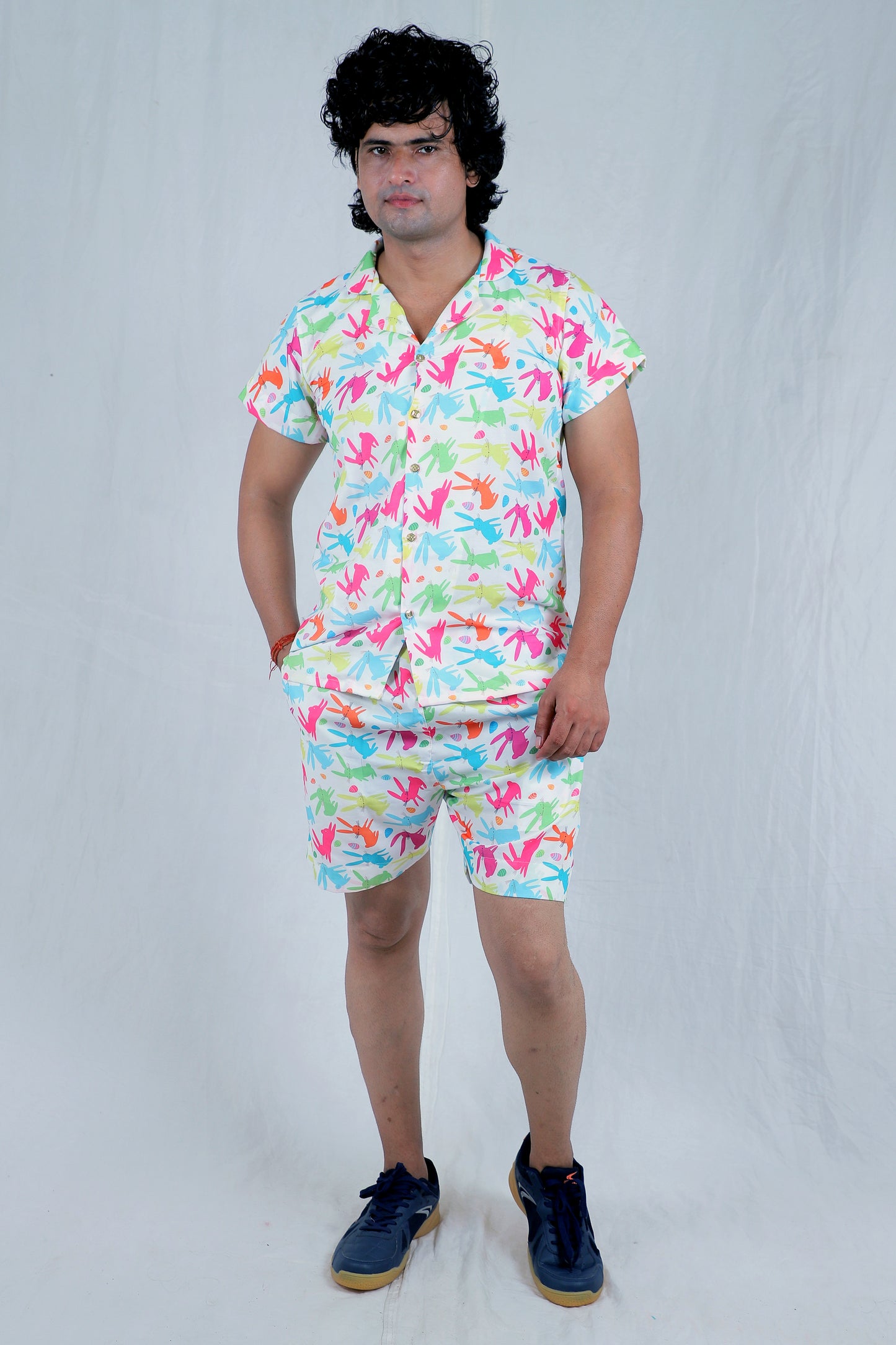 Men’s Co-Ord Set – Trendy T-Shirt & Bottom Wear Combo multi color leaf print