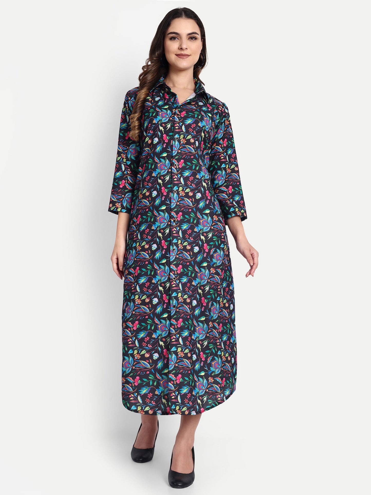 Women Ethnic Kurti – Long Kurti for Festive & Casual Wear black