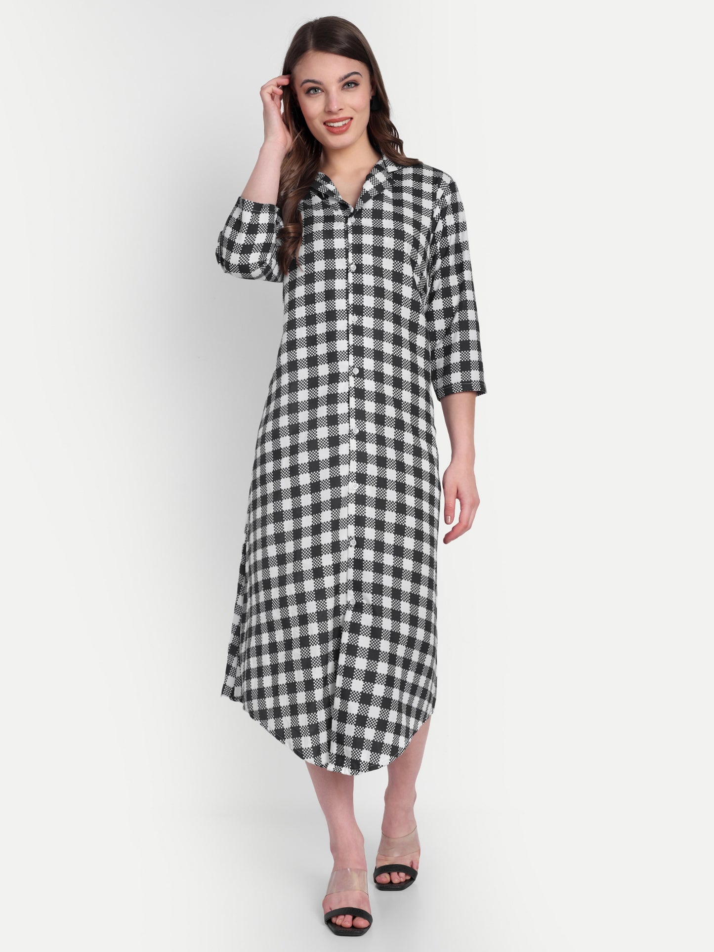 Women Ethnic Kurti – Long Kurti for Festive & Casual Wear monochrome