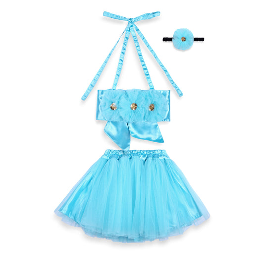 Baby Girl Dress Set – Trendy Top & Skirt for Little Girls blue