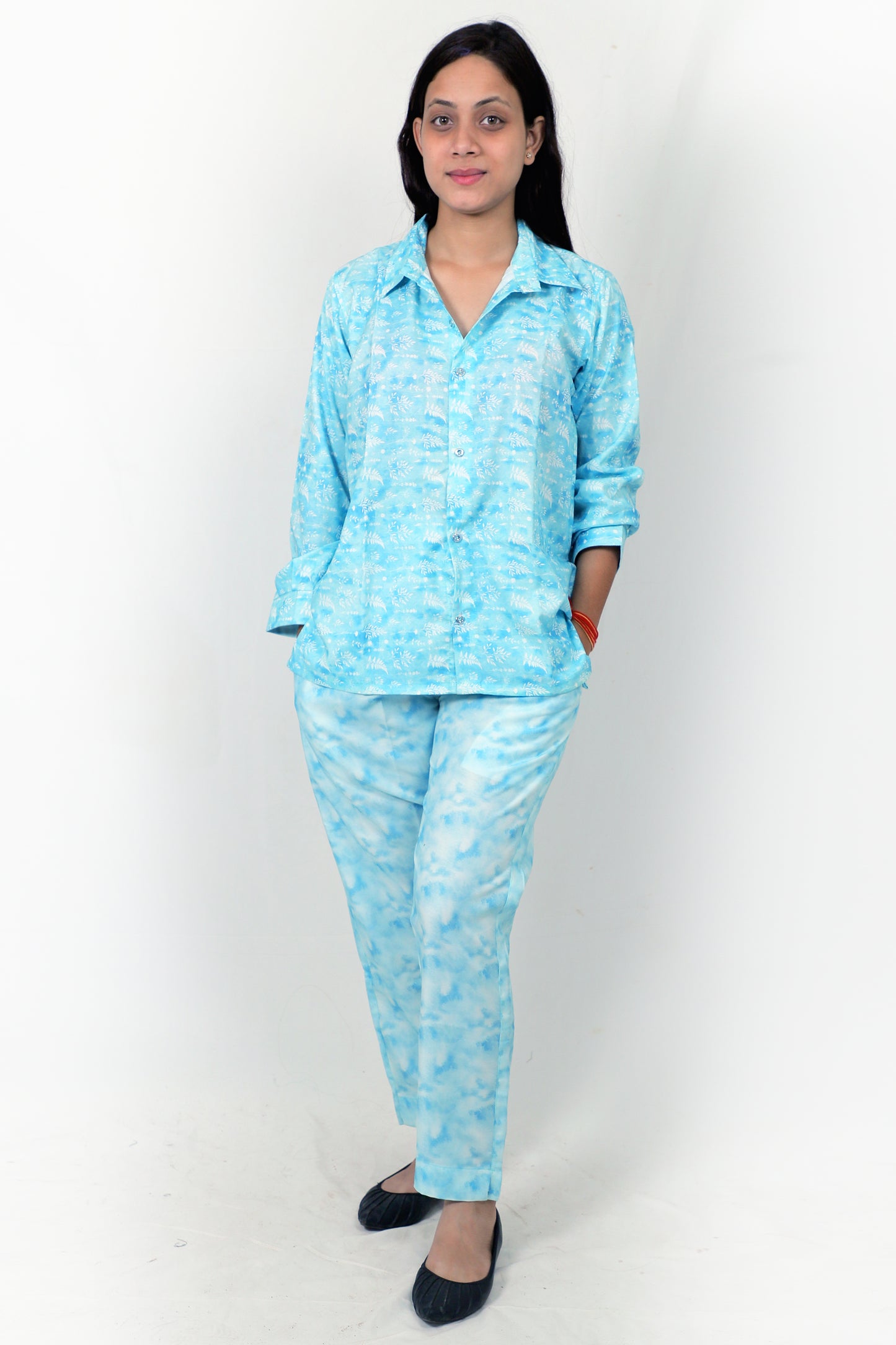 Elegant Women Co-ord Set – Stylish Matching Top & Bottom Outfit for Casual & Party Wear blue