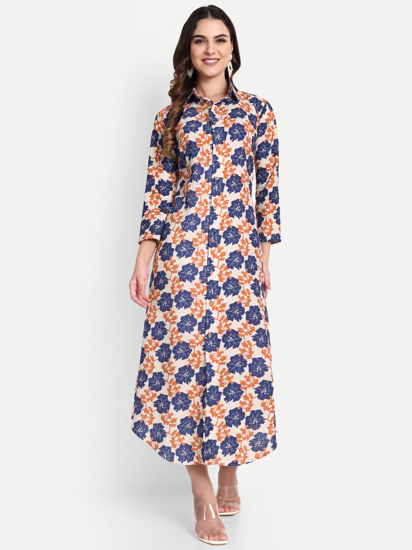 Women Ethnic Kurti – Long Kurti for Festive & Casual Wear navy blue