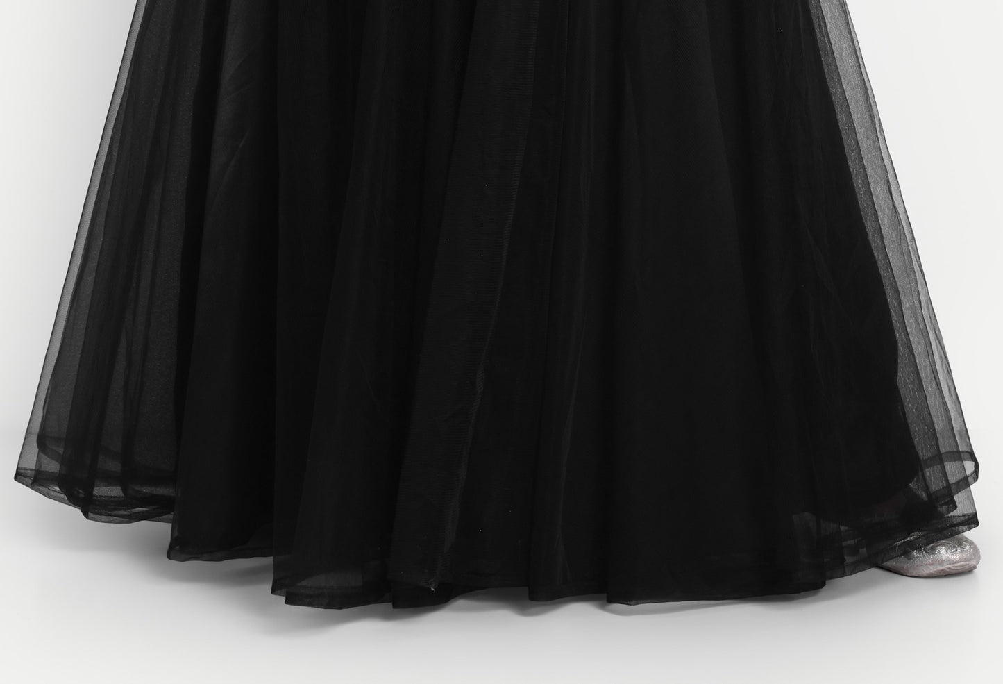 Elegant Women Net Fit & Flare Maxi Dress – Layered Tulle Party & Evening Gown black