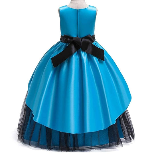 Midnight Blue Layered Princess Party Gown for Girls