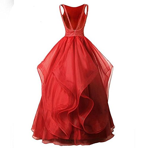 Elegant Women Embellished Sequined Boat Neck Net Fit & Flare Maxi Dress – Party & Evening Gown red