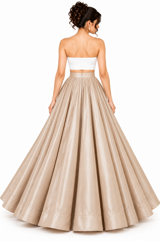Beige Satin Skirt for Women for Parties and Special Occasions
