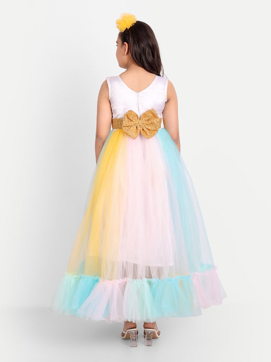 Girls Party Wear Dress – Sleeveless Net Fit & Flare Style