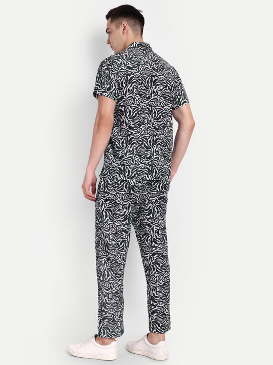Men’s Co-Ord Set – Trendy T-Shirt & Bottom Wear Combo black printed