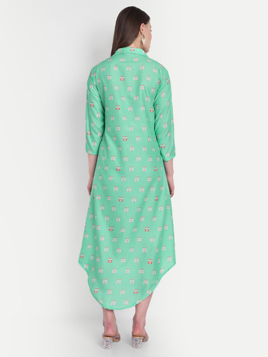 Women Ethnic Kurti – Long Kurti for Festive & Casual Wear mint green