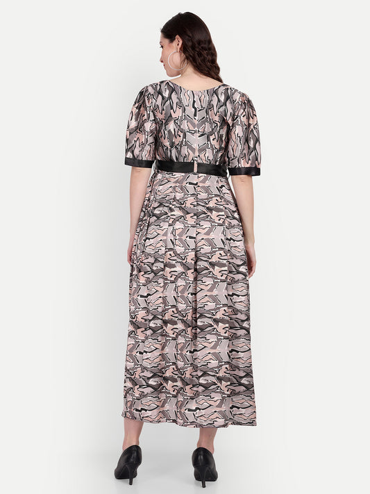 Elegant Women Printed Velvet Dress – Luxe Soft-Touch Party & Evening Wear multicolor