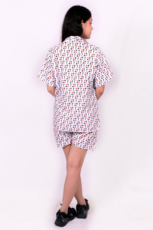 Women Casual Cord Set – Comfortable Summer Co-Ord Outfit white printed