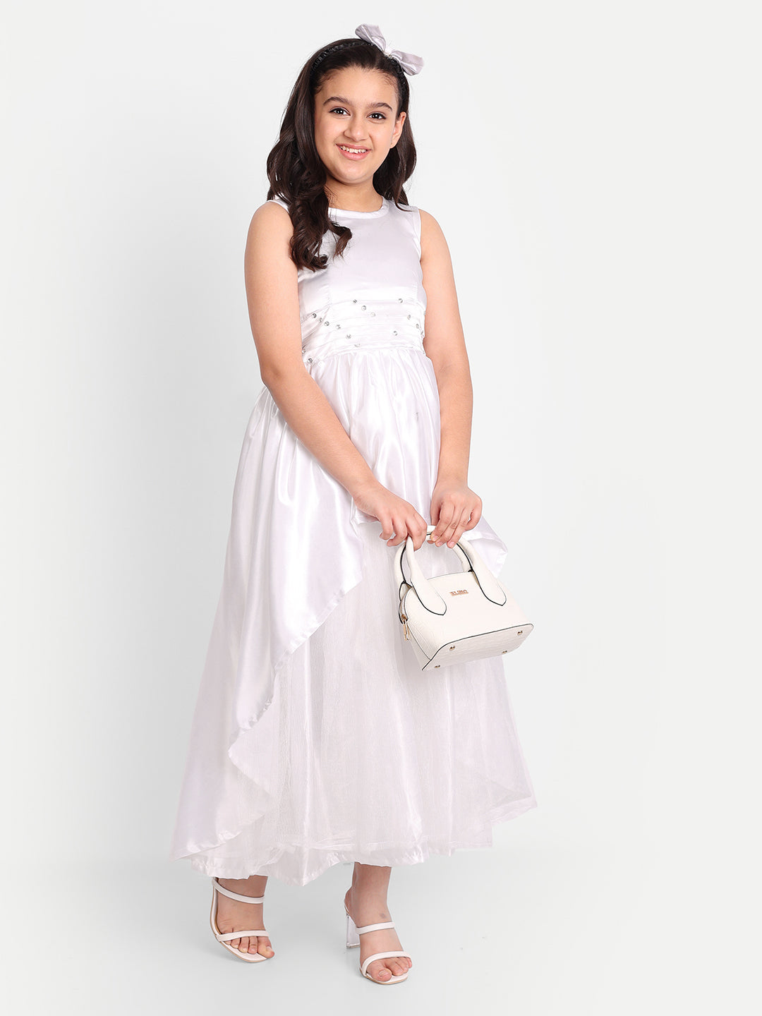 Girls White High-Low Princess Party Gown