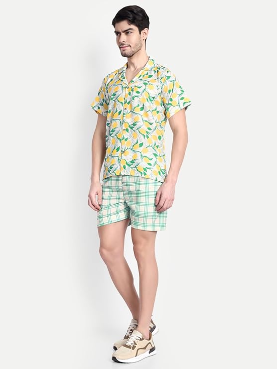 Men’s Co-Ord Set – Trendy T-Shirt & Bottom Wear Combo yellow print