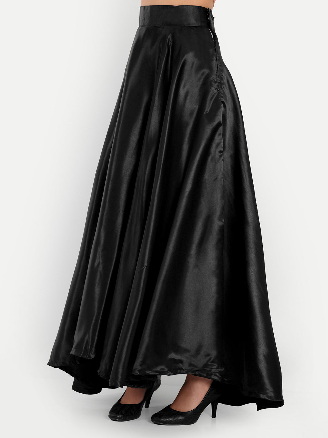 Midnight Black Sequin Designer Flared Gown for Women
