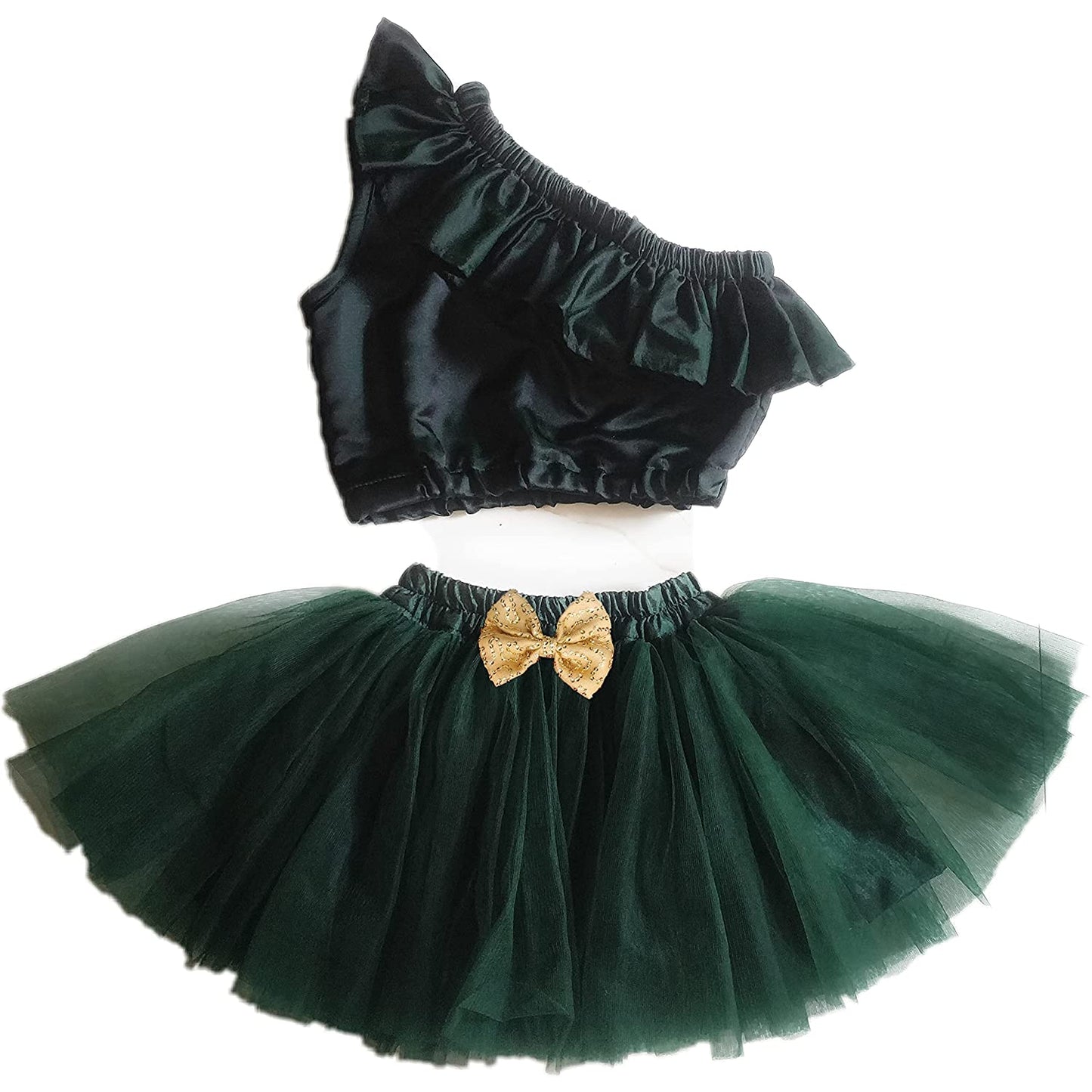 Baby Girl Dress Set – Trendy Top & Skirt for Little Girls dark green
