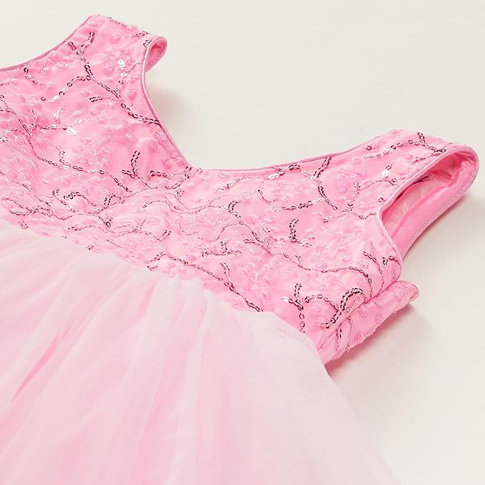 Elegant Women Embellished Sequined Boat Neck Net Fit & Flare Maxi Dress – Party & Evening Gown pink