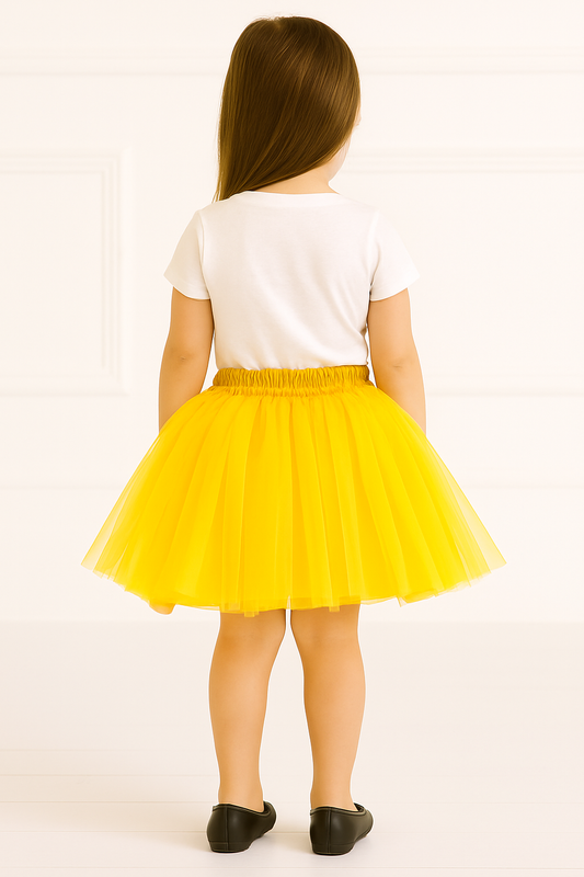 Baby Girl Dress Set – Trendy Top & Skirt for Little Girls white and yellow