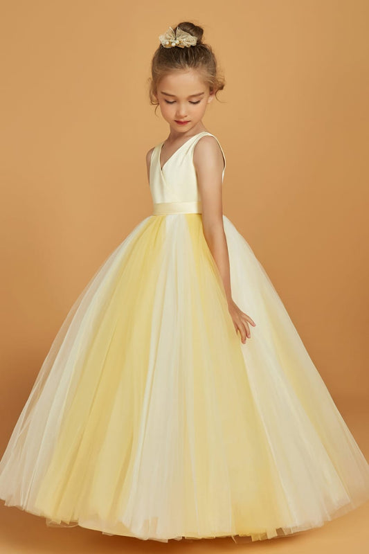 Buttercream Yellow Tulle Princess Gown for Girls