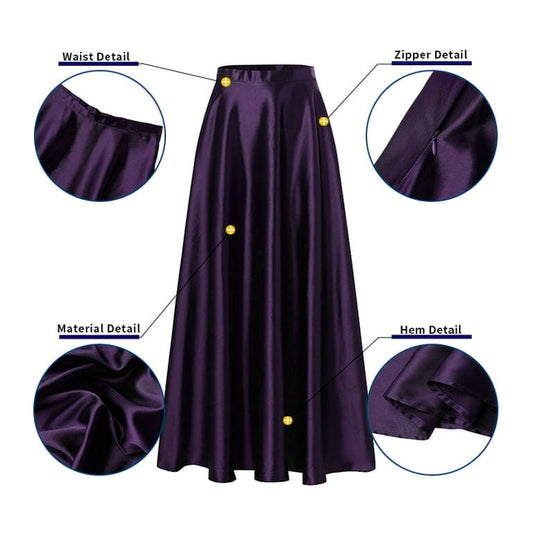 Women Satin A-Line Skirt – Trendy High Waist Party & Casual Wear dark purple
