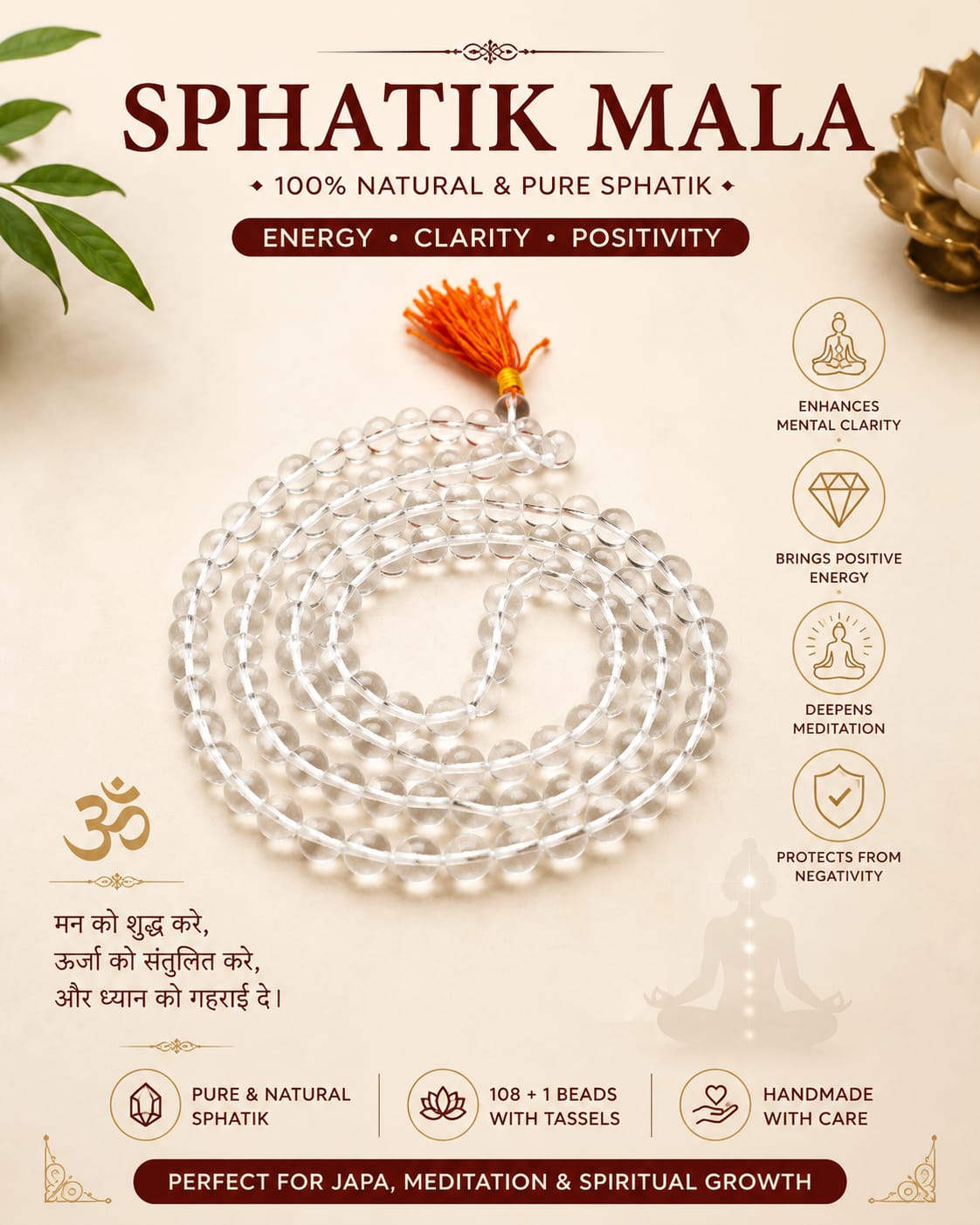 Tilism Crystal Sphatik Mala | Traditional Spiritual Mala