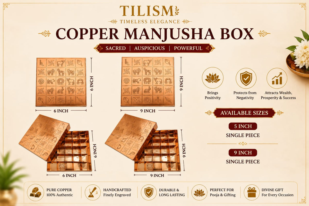 Tilism Pure Copper Manjusha Box with Engraved Design for Pooja