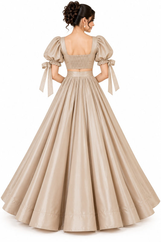 Champagne Crop Top Skirt Set | Women’s Festive & Party Wear