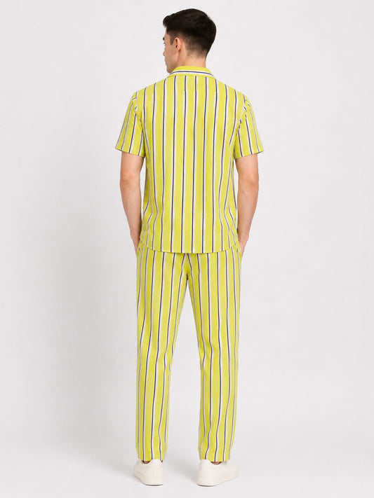 Men’s Cotton Co-ord Set | Lime Green Casual Two-Piece Set