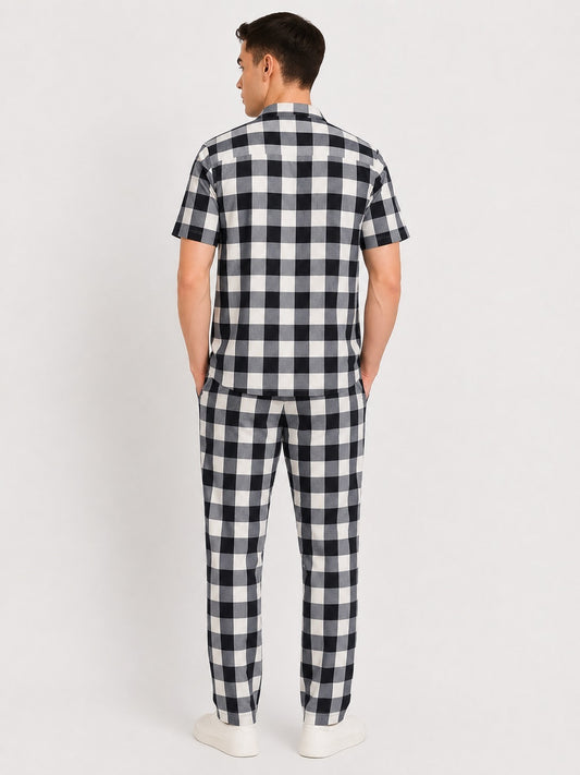 Men’s Black & White Gingham Co-ord Set | Cotton Casual Outfit