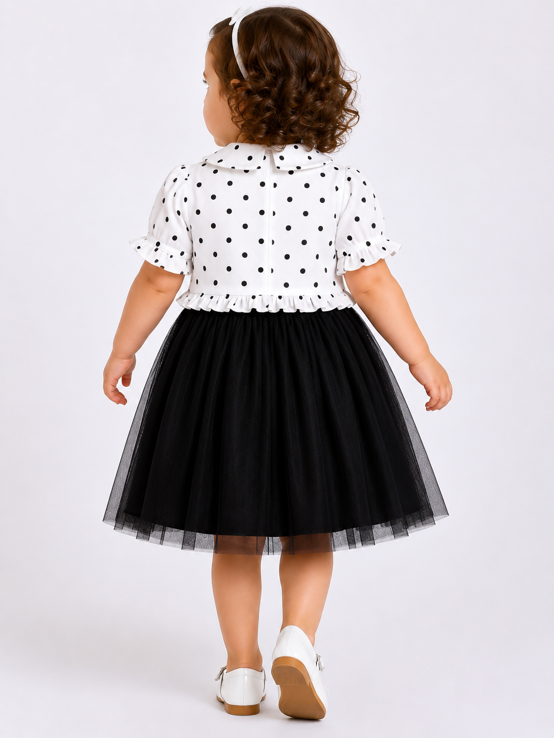 Classic Polka Charm Party Dress with Matching Shrug