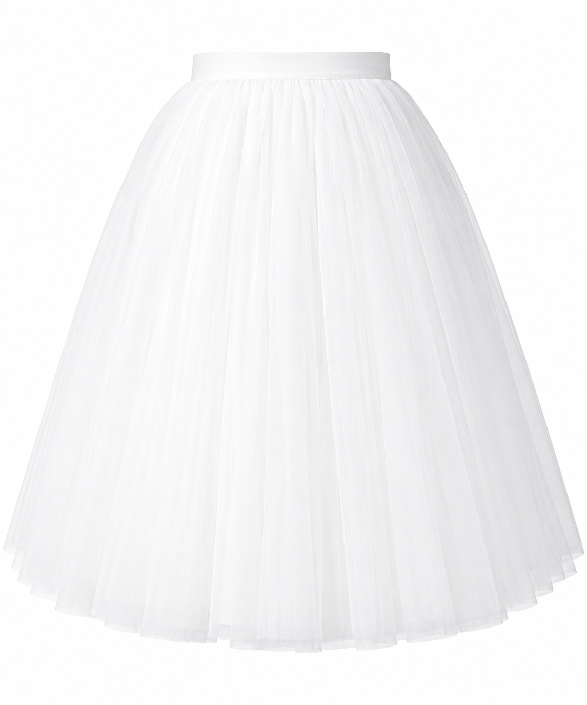 Women’s White Net Knee Length Skirt | Party & Occasion Wear