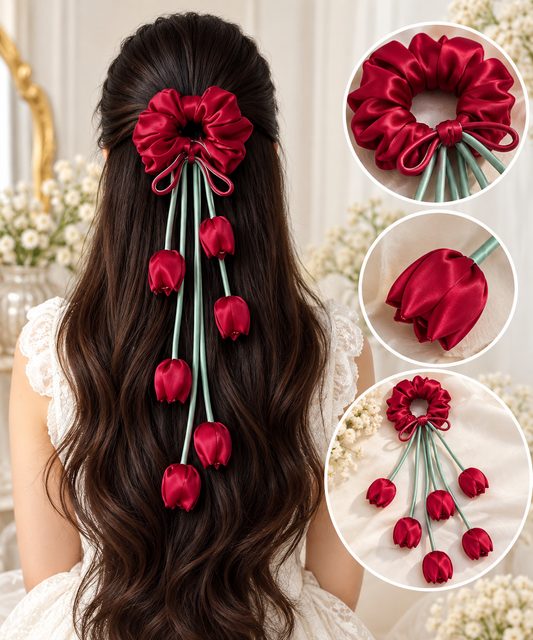 Red Hair Scrunchie for Women | Stylish Hair Accessory