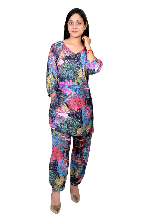 Elegant Women Co-ord Set – Stylish Matching Top & Bottom Outfit for Casual & Party Wear