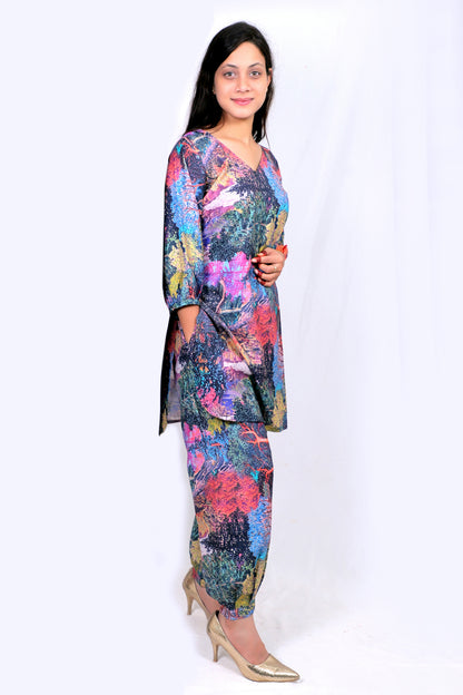 Elegant Women Co-ord Set – Stylish Matching Top & Bottom Outfit for Casual & Party Wear
