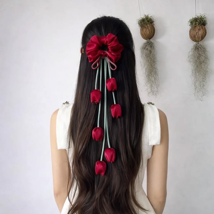 Red Hair Scrunchie for Women | Stylish Hair Accessory