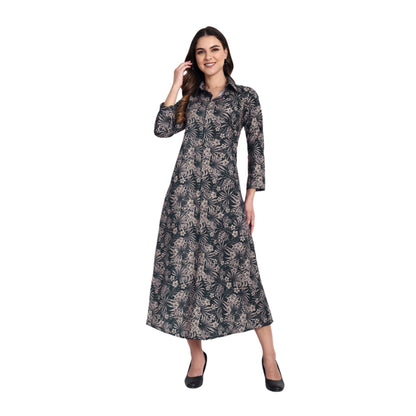 Women Ethnic Kurti – Long Kurti for Festive & Casual Wear forest green