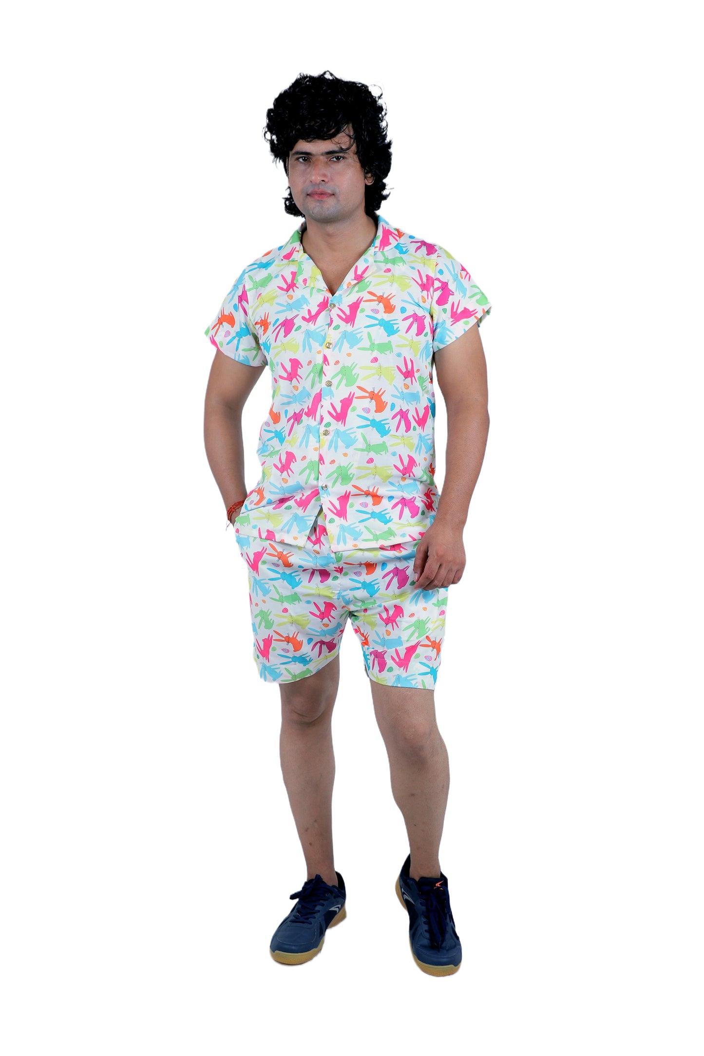 Men’s Co-Ord Set – Trendy T-Shirt & Bottom Wear Combo multi color leaf print