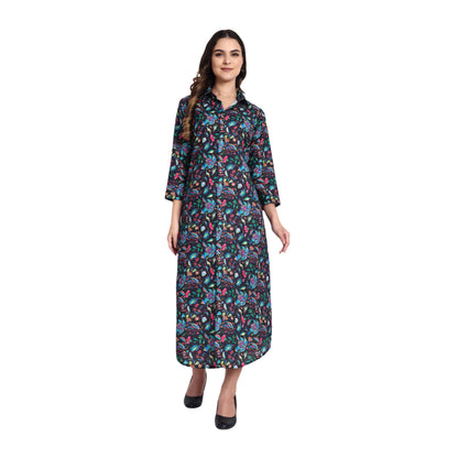 Women Ethnic Kurti – Long Kurti for Festive & Casual Wear black