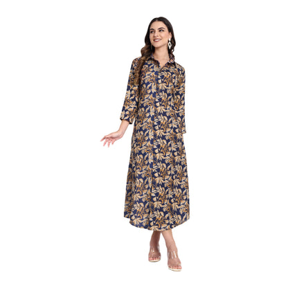 Women Ethnic Kurti – Long Kurti for Festive & Casual Wear navy blue