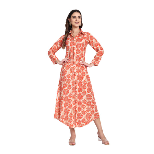 Women Ethnic Kurti – Long Kurti for Festive & Casual Wear Rust