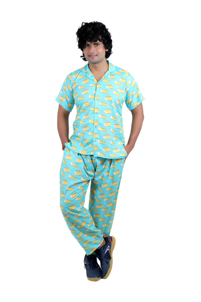 Men’s Co-Ord Set – Trendy T-Shirt & Bottom Wear Combo bright sky blue