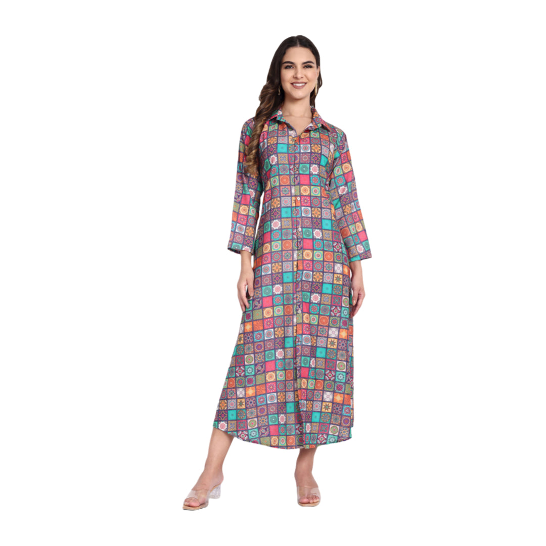 Women Ethnic Kurti – Long Kurti for Festive & Casual Wear multicolor