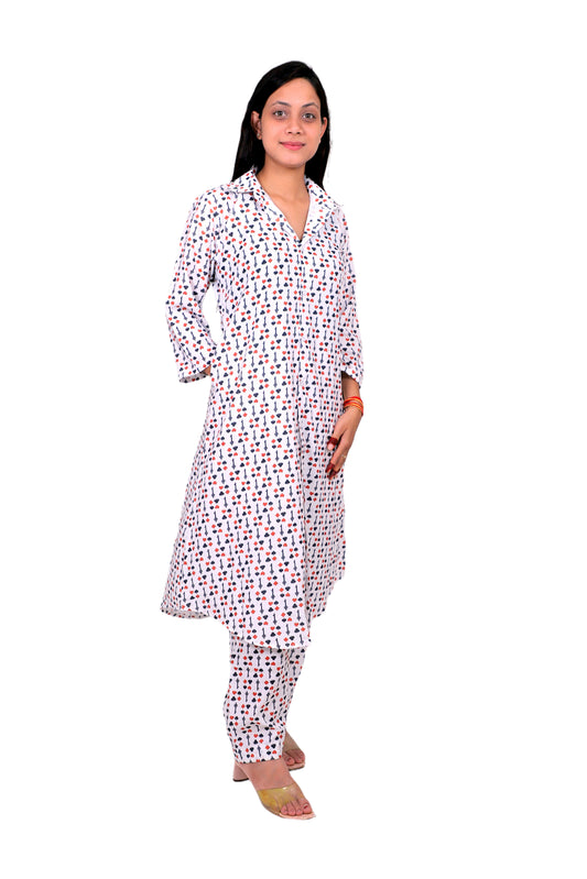 Women Ethnic Kurti – Long Kurti for Festive & Casual Wear white