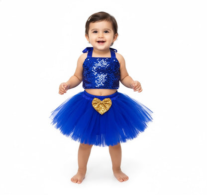 Baby Girl Dress Set – Trendy Top & Skirt for Little Girls blue