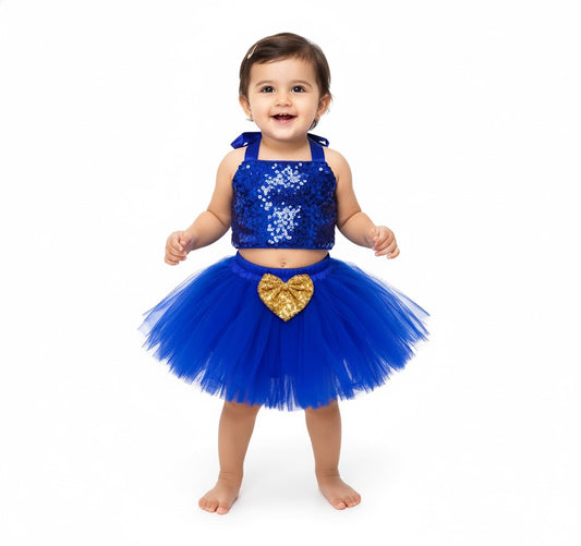 Baby Girl Dress Set – Trendy Top & Skirt for Little Girls blue