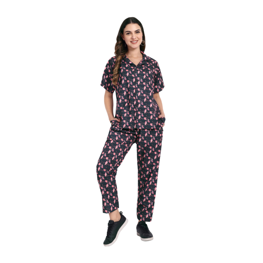 Elegant Women Co-ord Set – Stylish Matching Top & Bottom Outfit for Casual & Party Wear navy blue