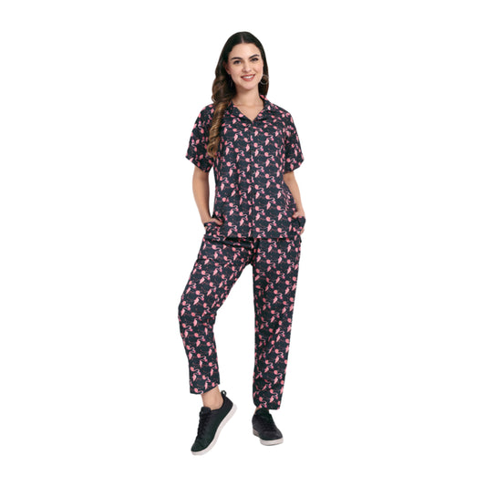 Elegant Women Co-ord Set – Stylish Matching Top & Bottom Outfit for Casual & Party Wear navy blue